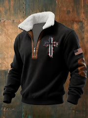 Men's Flag Cross Baggy Zip-up Hoodie