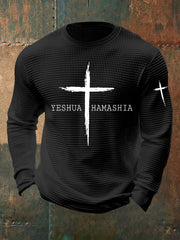 Men's Yeshua Waffle Print Casual T-Shirt