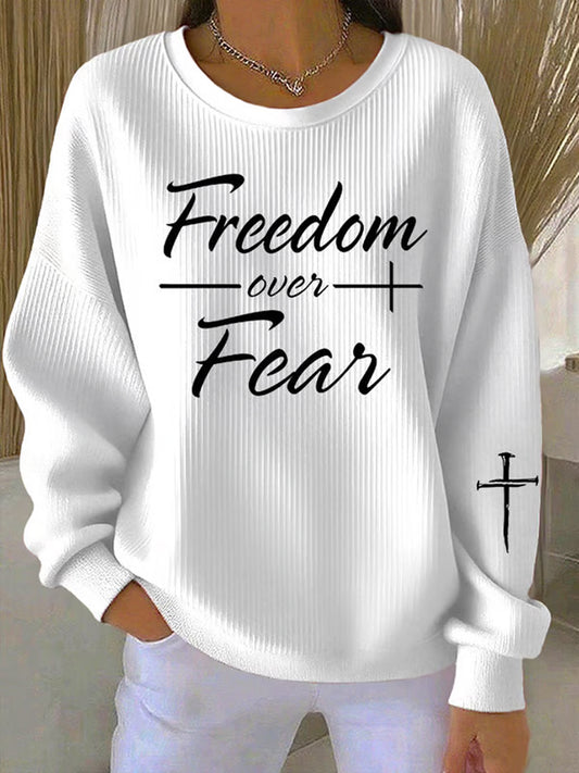 Women's Freedom Over Fear Cross Long Sleeve Sweatshirt