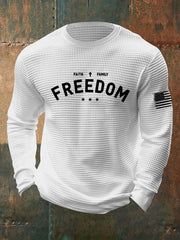 Men's Faith Freedom Cross  Waffle Long Sleeve T-Shirt