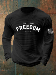 Men's Faith Freedom Cross  Waffle Long Sleeve T-Shirt