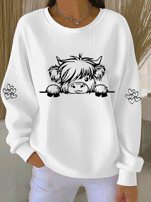 Women's Highland Cow Print Casual Sweatshirt