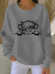 Women's Highland Cow Print Casual Sweatshirt