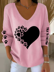 Women's Talk To The Paw Dog V-neck Tops