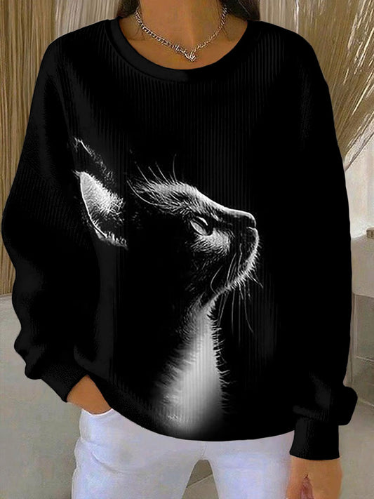 Women's cute cat Printed Tops