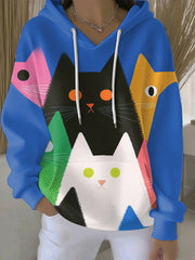 Women's Animal Cats Print Casual Hoodie