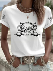 Women's Highland Cow Print Casual T-shirt