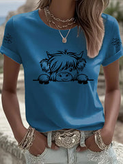 Women's Highland Cow Print Casual T-shirt