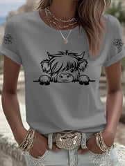 Women's Highland Cow Print Casual T-shirt
