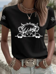 Women's Highland Cow Print Casual T-shirt