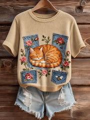 Women's Cut Cat Short-sleeved T-shirt