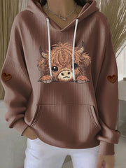 Women's Highland Cow Print Hoodie
