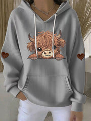 Women's Highland Cow Print Hoodie