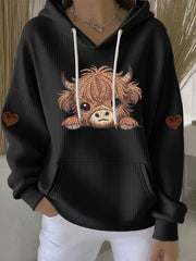 Women's Highland Cow Print Hoodie