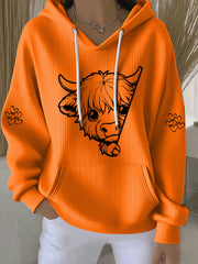 Women's Highland Cow Print Casual Hoodie