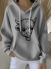 Women's Highland Cow Print Casual Hoodie