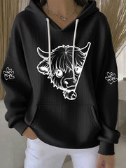 Women's Highland Cow Print Casual Hoodie