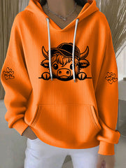 Women's Highland Cow Print Casual Hoodie