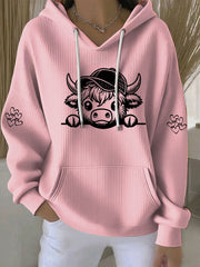 Women's Highland Cow Print Casual Hoodie