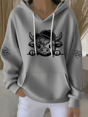 Women's Highland Cow Print Casual Hoodie