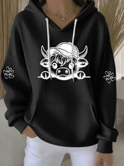 Women's Highland Cow Print Casual Hoodie