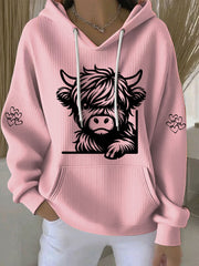 Women's Highland Cow Print Casual Hoodie