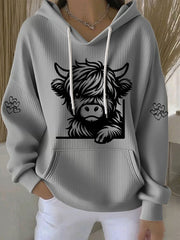 Women's Highland Cow Print Casual Hoodie