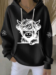 Women's Highland Cow Print Casual Hoodie