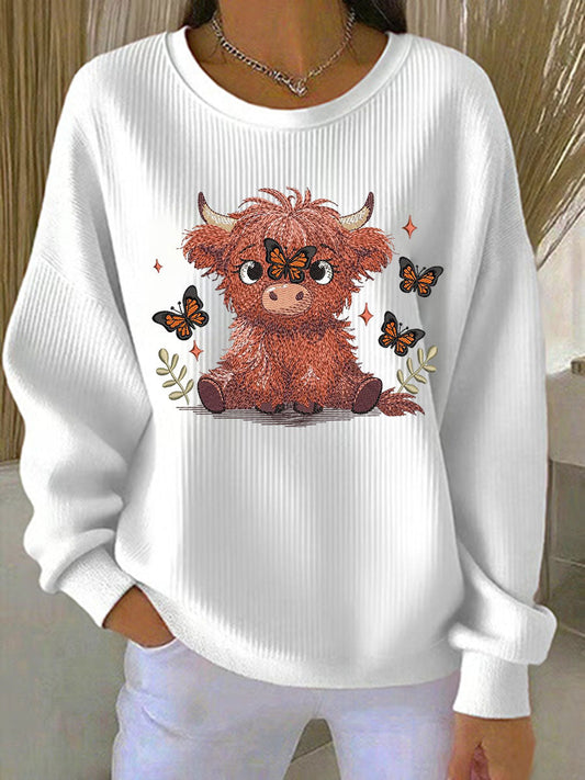 Women's Highland Cow Print Sweatshirt