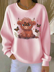 Women's Highland Cow Print Sweatshirt
