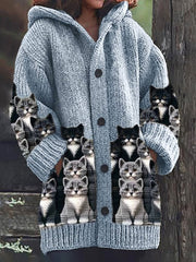 Women's Cute Cat Knitted Hoodie