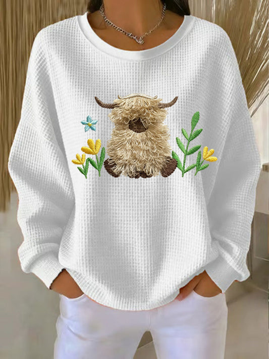 Women's Highland Cow Print Sweatshirt