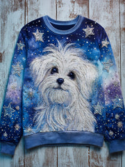 Women's Dog Art Print Vintage Casual Sweatshirt