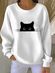 Women's Cute Cat Print Sweatshirt