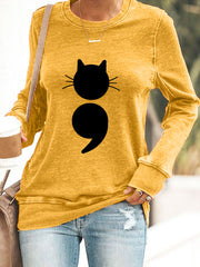 Women's Cat Print Sweatshirt