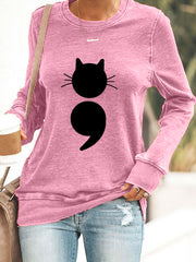 Women's Cat Print Sweatshirt