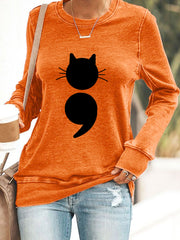 Women's Cat Print Sweatshirt