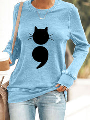 Women's Cat Print Sweatshirt