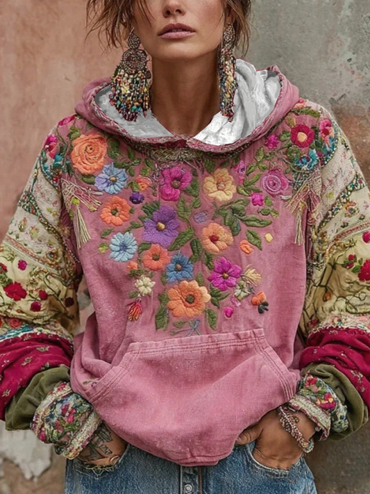 Women's botanical floral print hoodie