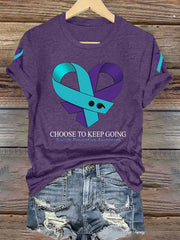 Women's Suicide Prevention Awareness Choose To Keep Going Print T-Shirt