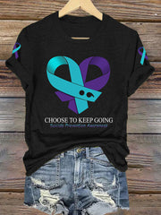 Women's Suicide Prevention Awareness Choose To Keep Going Print T-Shirt