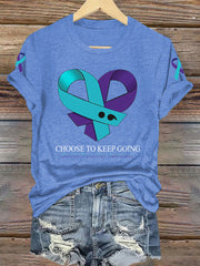 Women's Suicide Prevention Awareness Choose To Keep Going Print T-Shirt