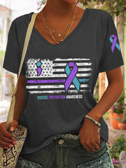 Women's Suicide Prevention Awareness American Flag T-Shirt