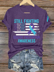 Women's Suicide Prevention Awareness Flag Ribbon Still Fighting Print T-Shirt