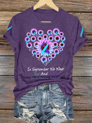 Women's In September We Wear Teal & Purple Suicide Prevention Awareness Print T-Shirt