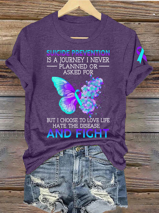 Women's Suicide Prevention Awareness Butterfly Ribbon T-shirt