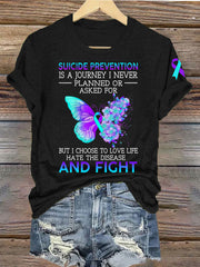 Women's Suicide Prevention Awareness Butterfly Ribbon T-shirt
