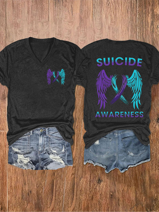 Women's Stay You Matter Printed V-neck T-shirt