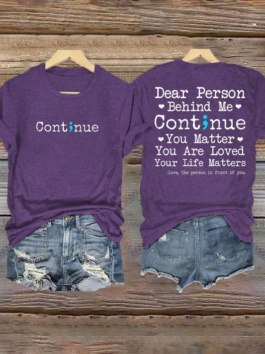 Women's Suicide Prevention Awareness Continue You Matter T-Shirt