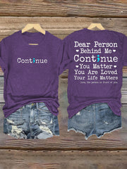 Women's Suicide Prevention Awareness Continue You Matter T-Shirt